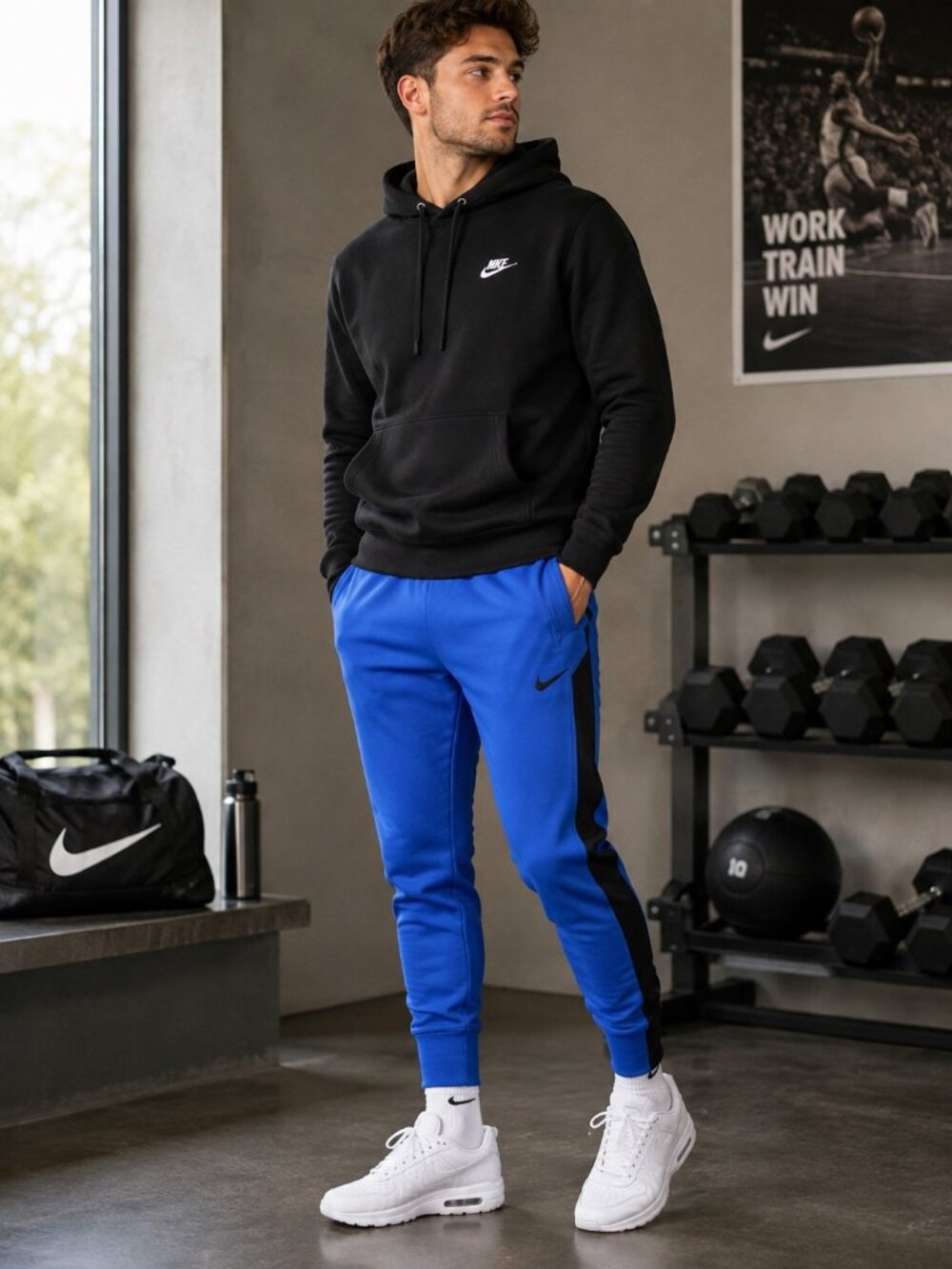 Nike Dri-FIT Showtime 930565-493 Royal Black Double Knit Athletic Pants Men M